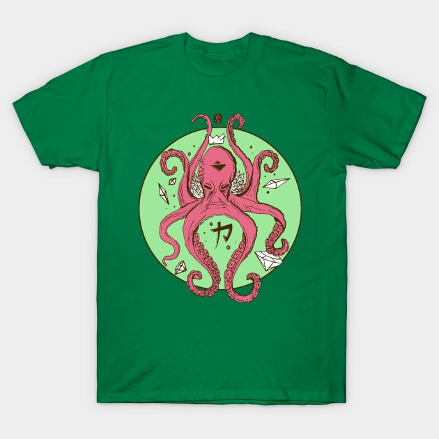 Pink Mint Crown Octopus T-Shirt by kenallouis